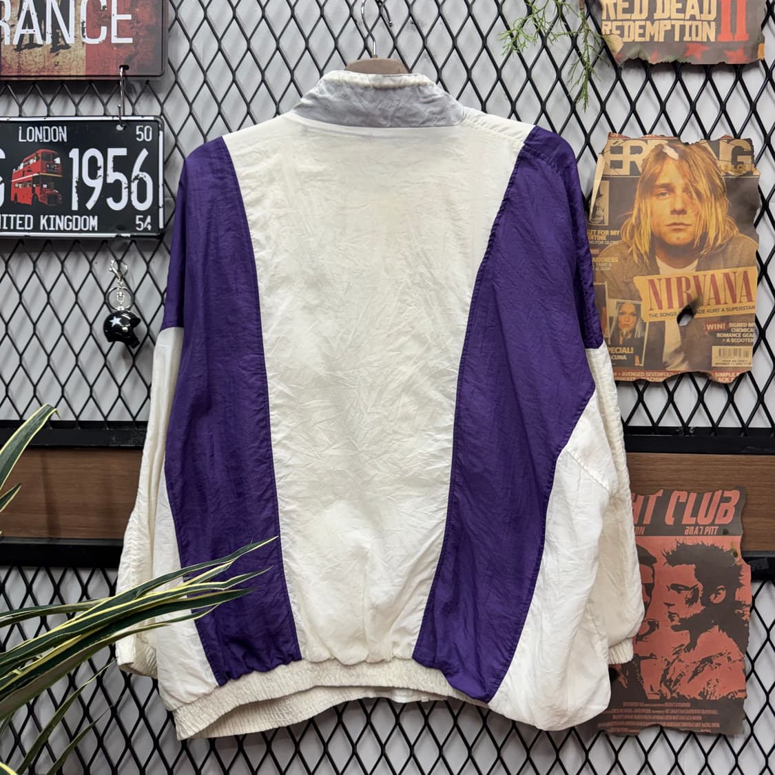 90s 나이키 바람막이 전면 로고 포인트 화이트퍼플 상품이미지2