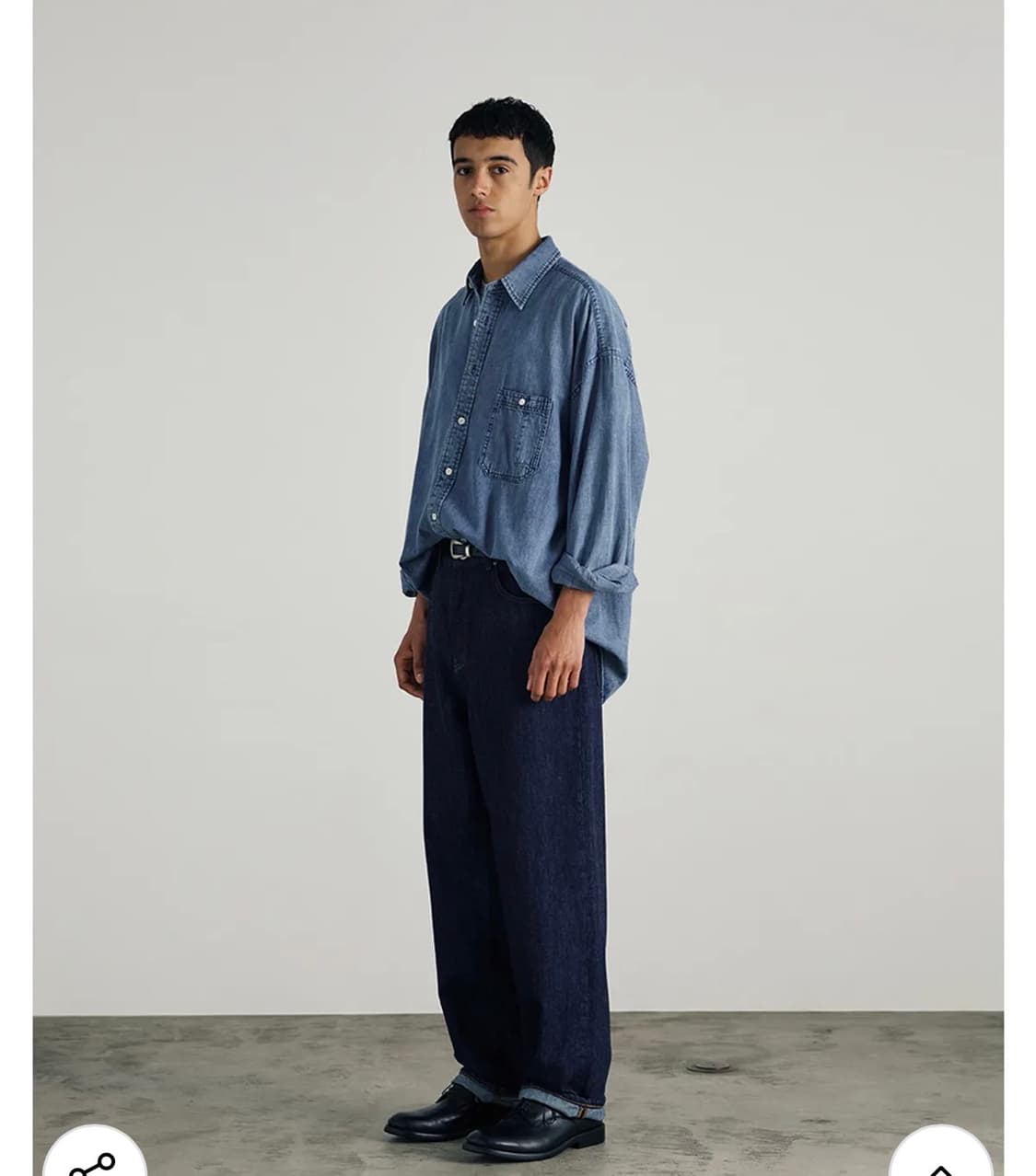 파르티멘토 오버사이즈 스톤 워싱 데님 셔츠 블루 L 상품이미지1
