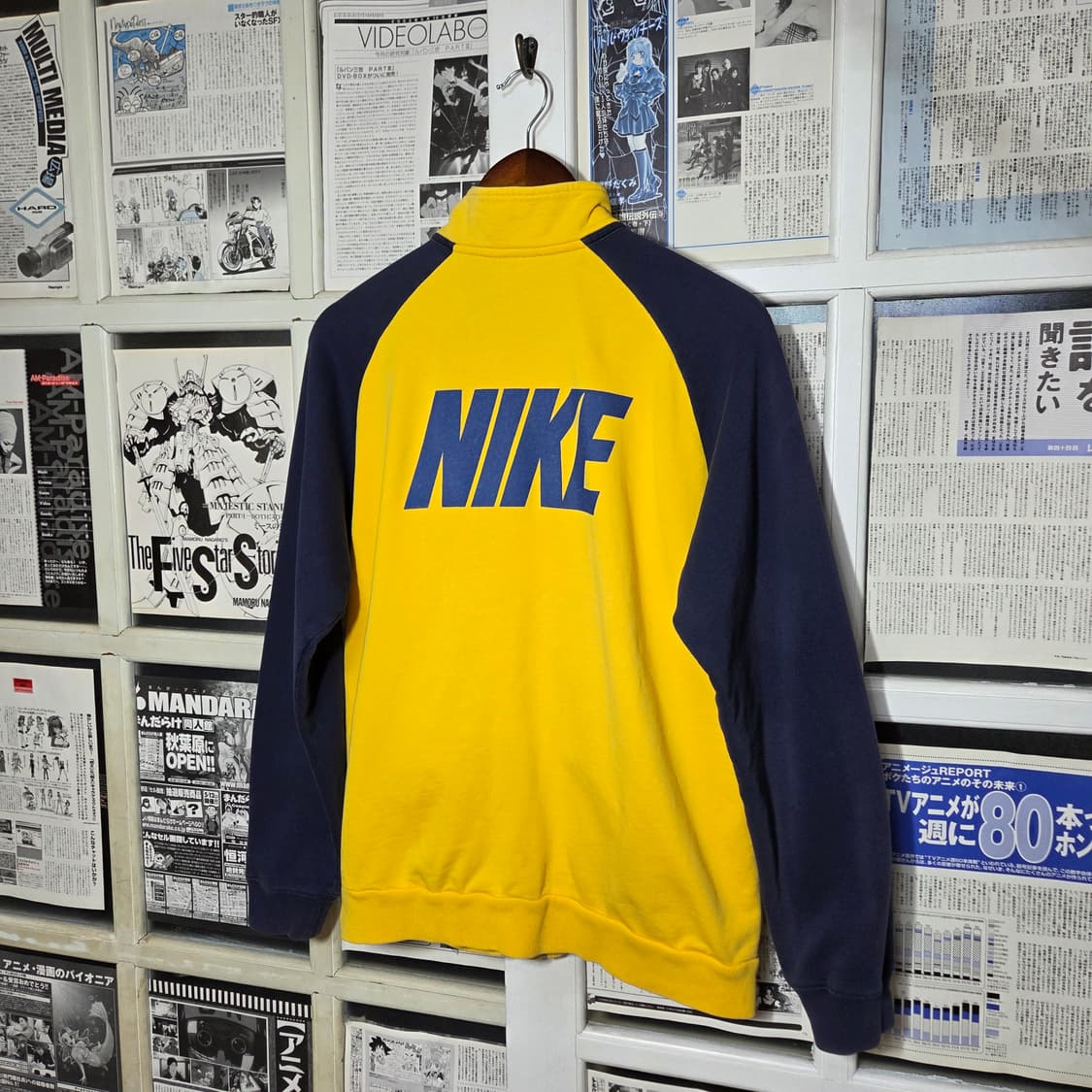 나이키 옐로우 네이비 배색 코튼 져지 집업 상품이미지6