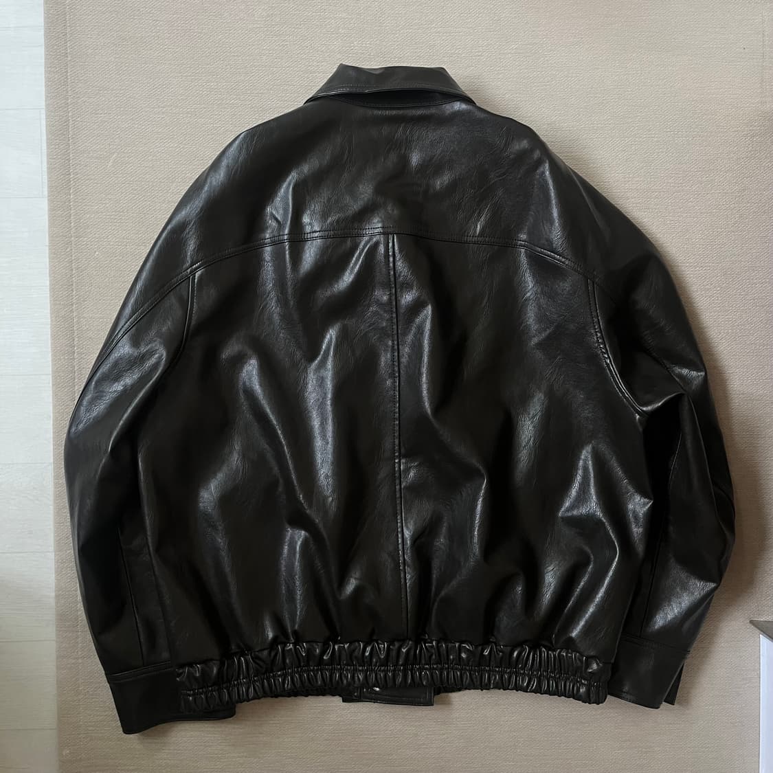 테누브 하이넥 레더 블루종 점퍼_다크 브라운 상품이미지6