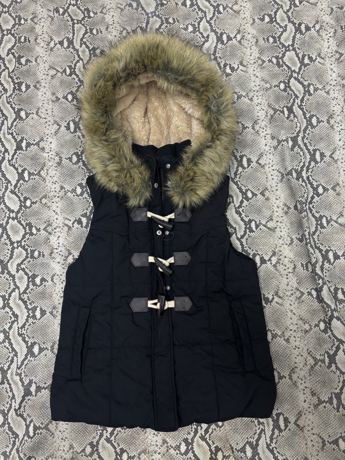 Y2K Fur Hoodie Navy Vest 상품이미지4