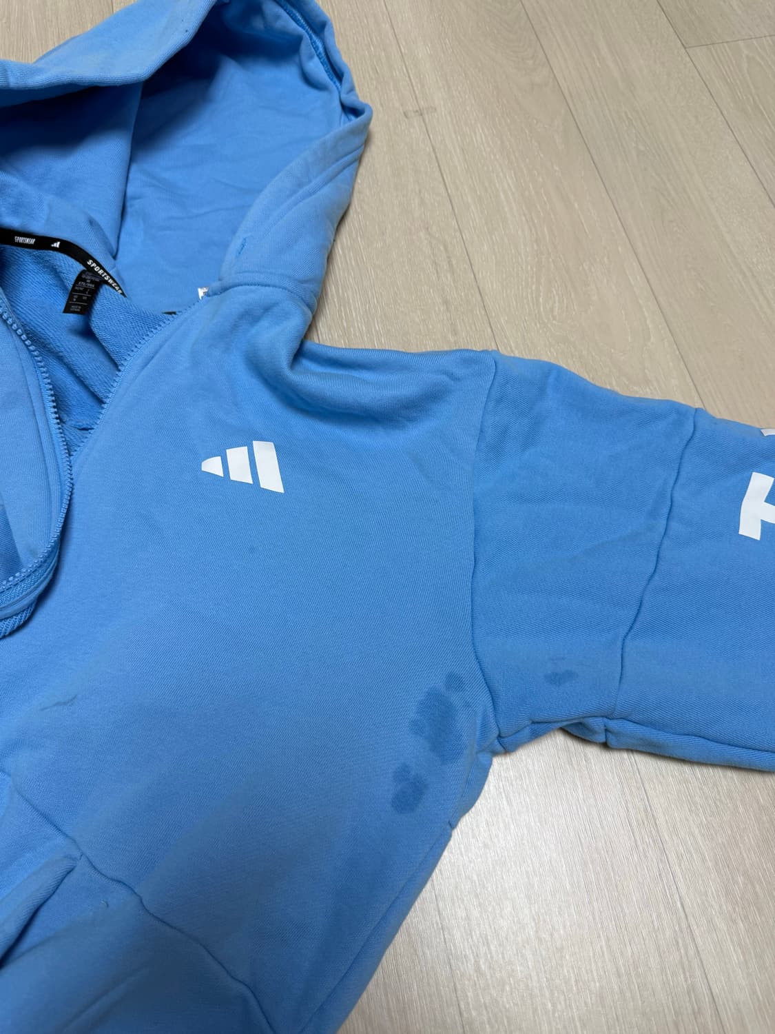 아디다스 에센셜 플러스 루즈핏 프렌치 테리 후드집업 져지 트랙탑 블루 상품이미지5