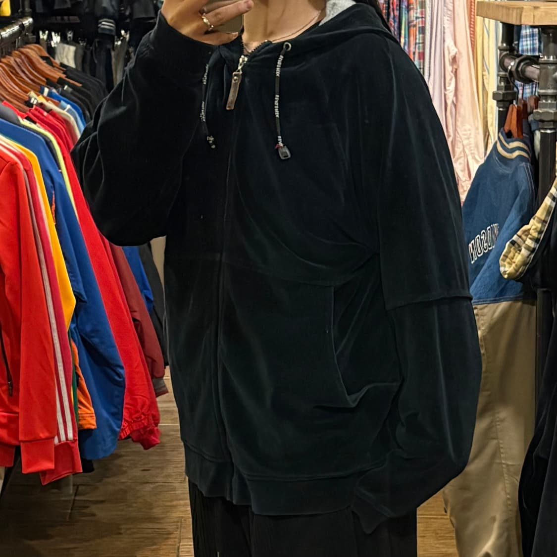 [HI] VTG 후드 벨벳져지 네이비 상품이미지3