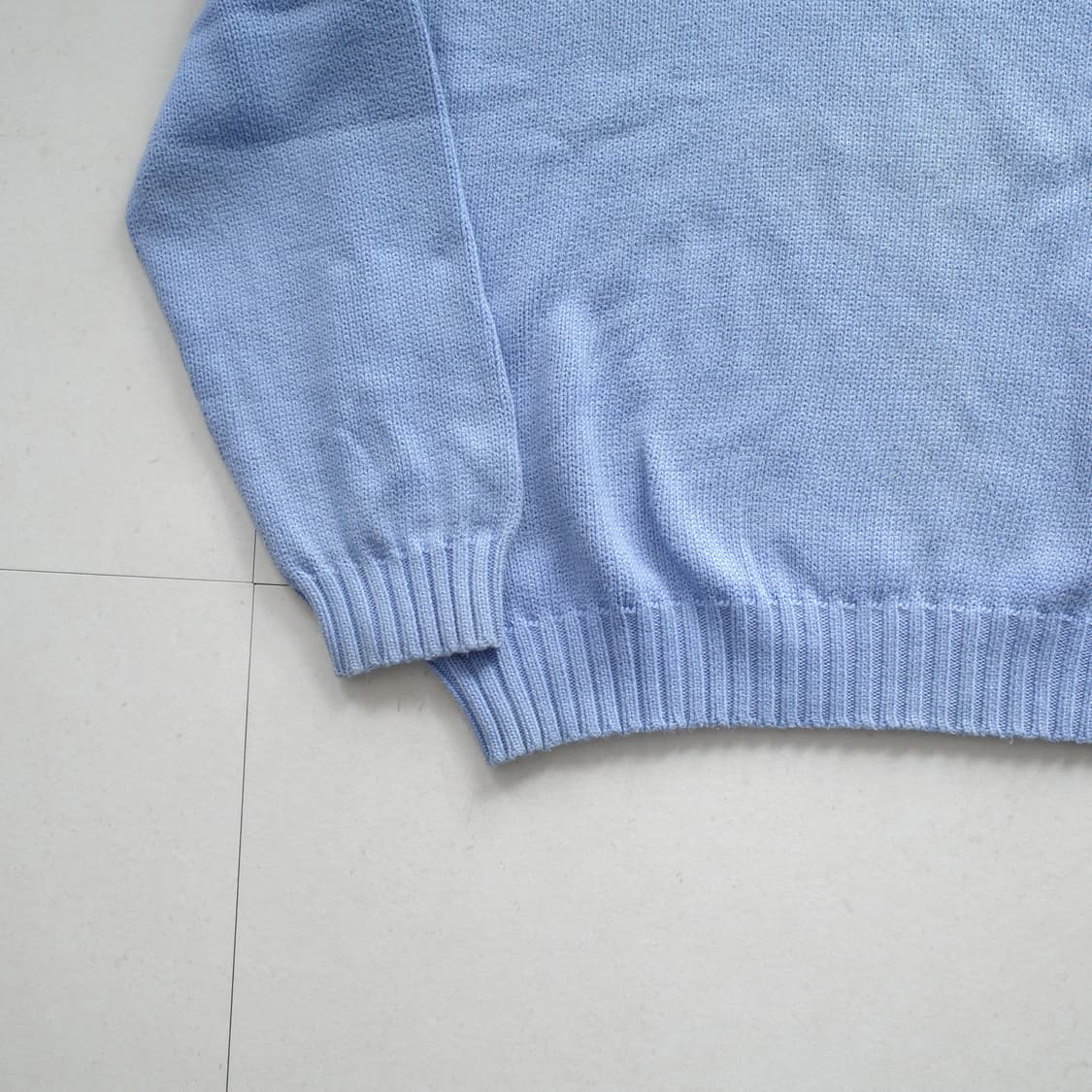 90s 폴로 랄프로렌 정품 코튼 니트 스카이블루 M 상품이미지4