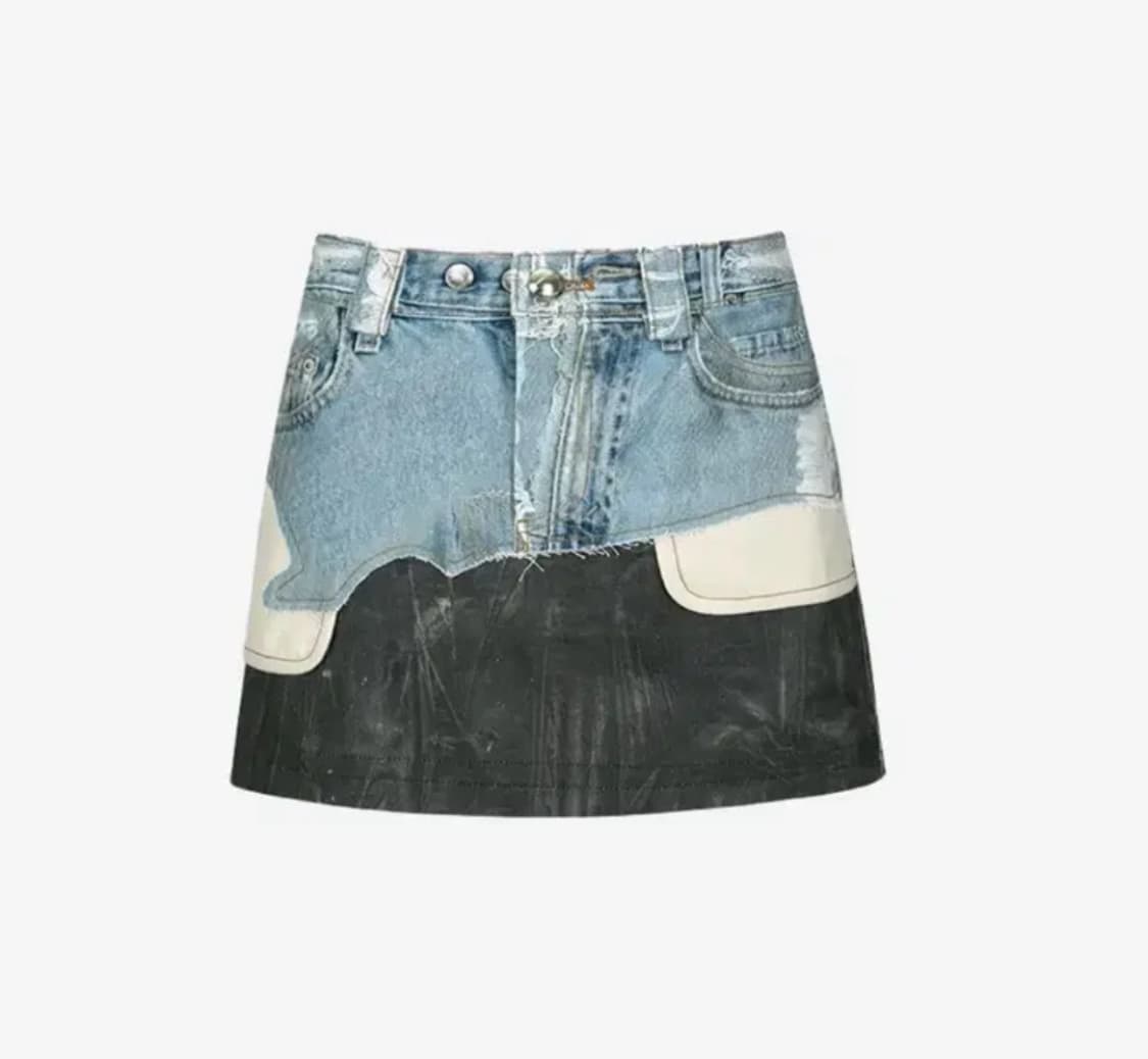 앤더슨벨 포데님&레더 프린티드 미니스커트 상품이미지2