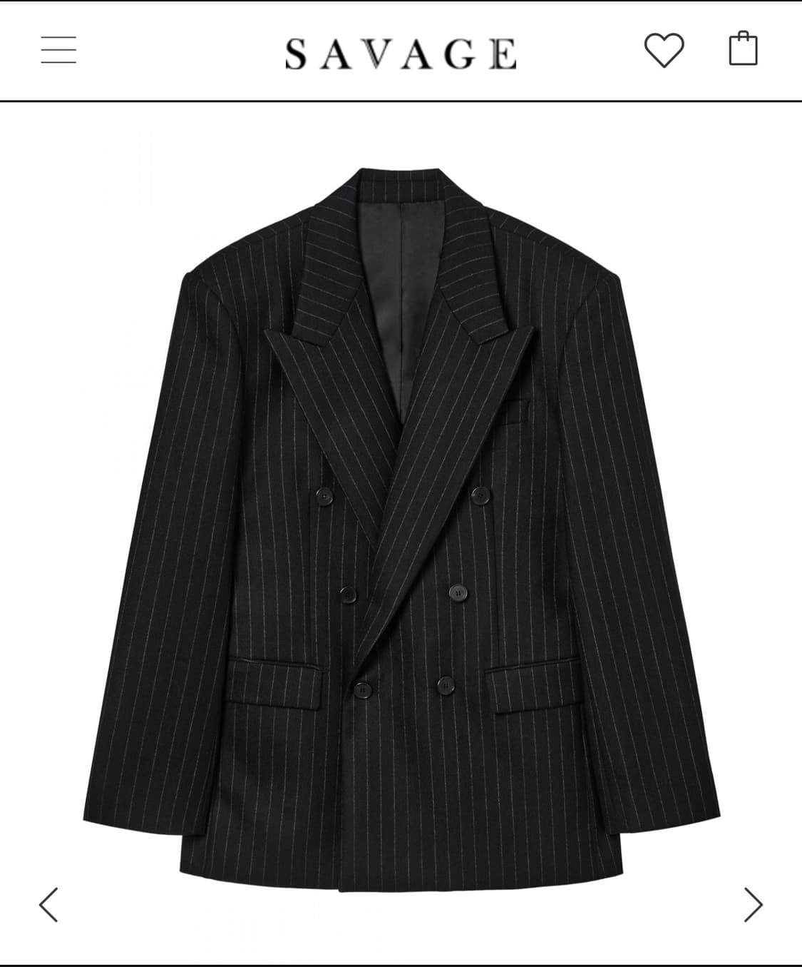 세비지 스트라이프 DB 자켓 블랙 & 금장자켓 상품이미지1