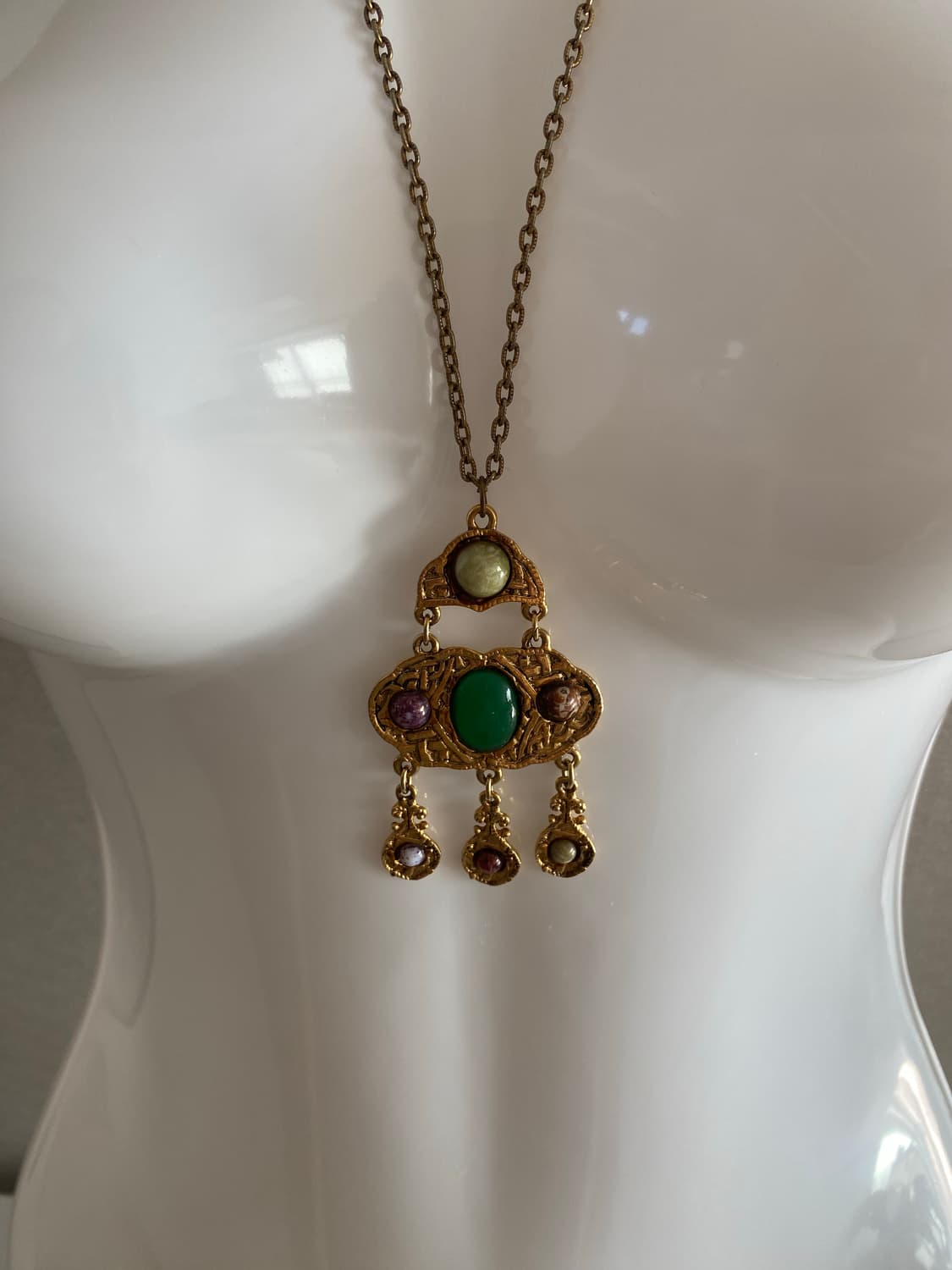 빈티지 멀티 젬스톤 드롭 네크리스 목걸이 주얼리  상품이미지8