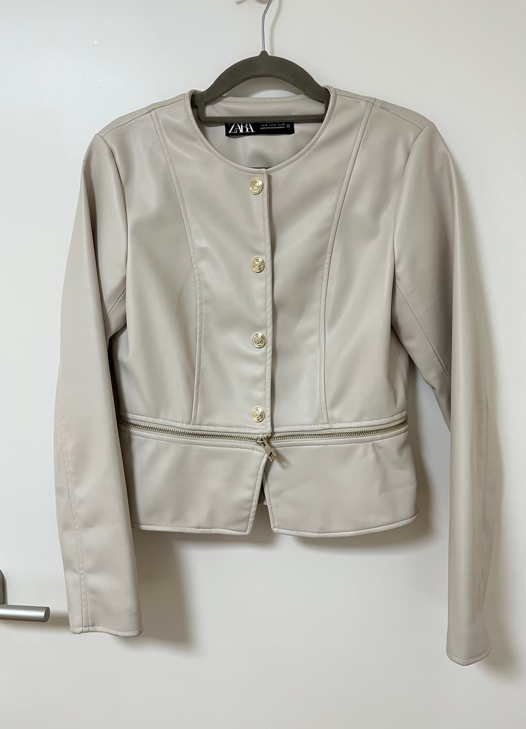 자라 투웨이 레더 자켓 zara 베이지 빈티지 상품이미지1