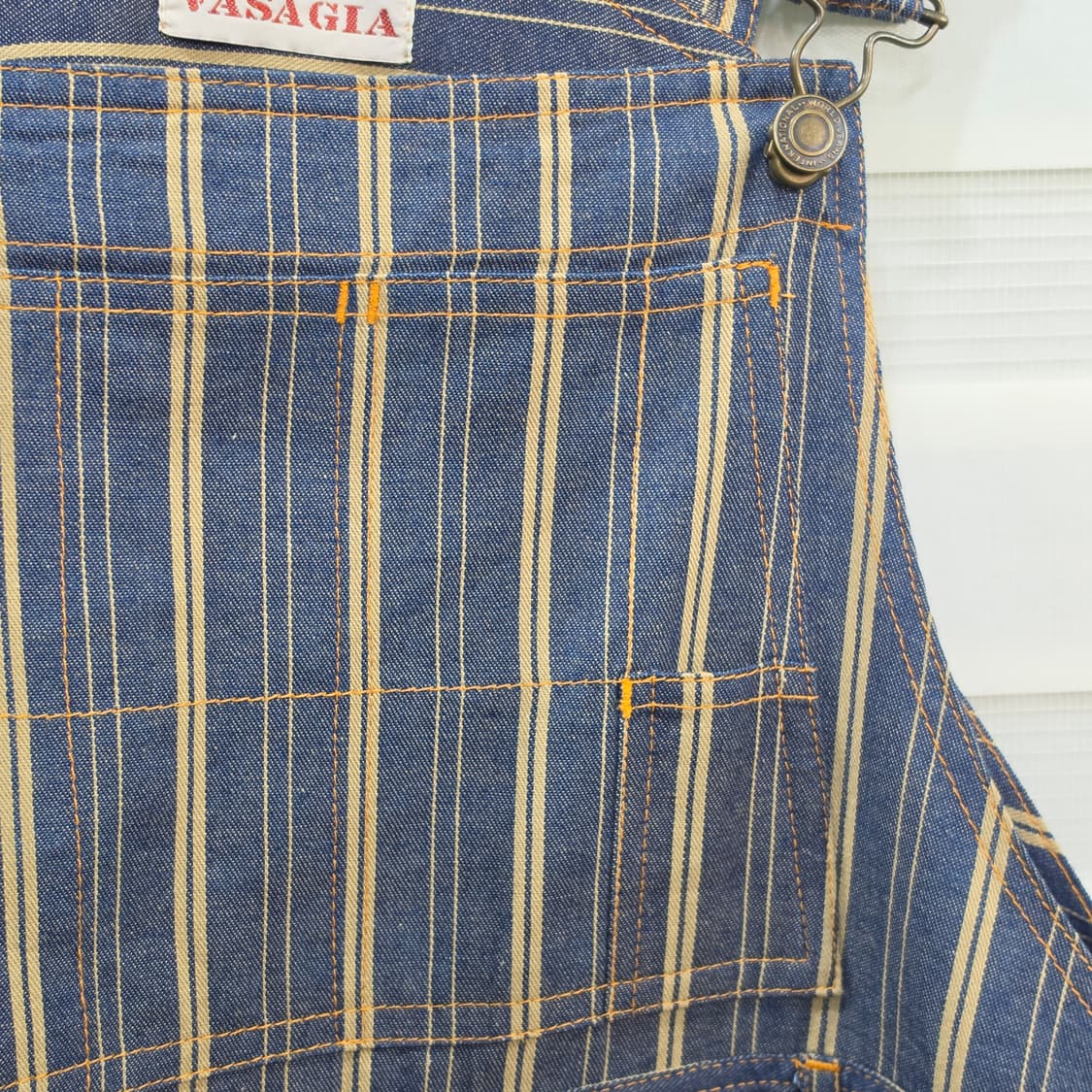 VARAGIA 스트라이프 데님 오버롤 원피스- 우먼M-L 상품이미지3