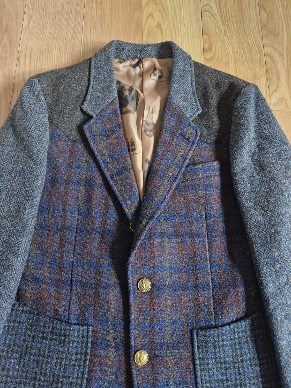 커스텀멜로우 체크 해리스 트위드 자켓  상품이미지1