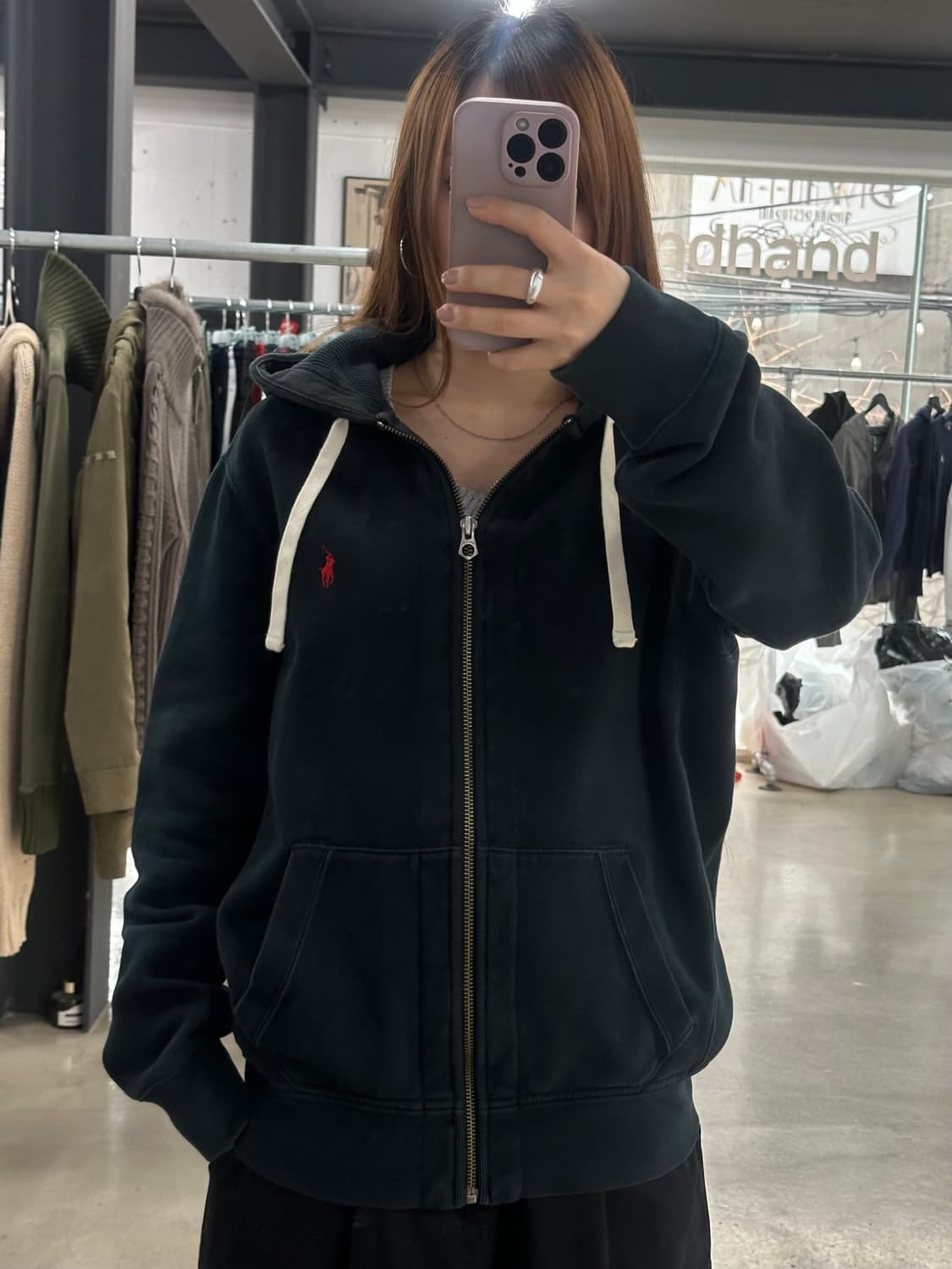 폴로랄프로렌 코튼 후드집업 블랙 상품이미지1