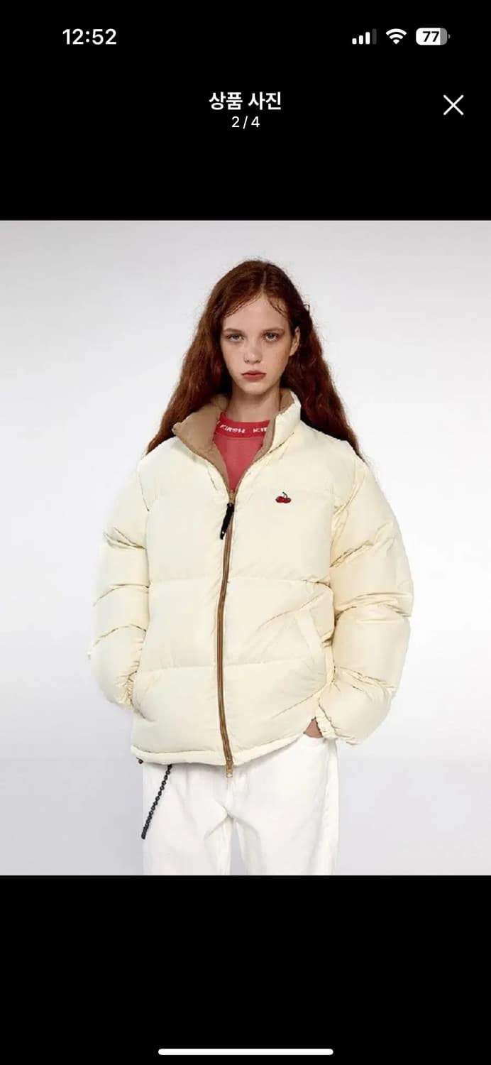 키르시 빅 체리 리버시블 눕시 다운 숏패딩 상품이미지2