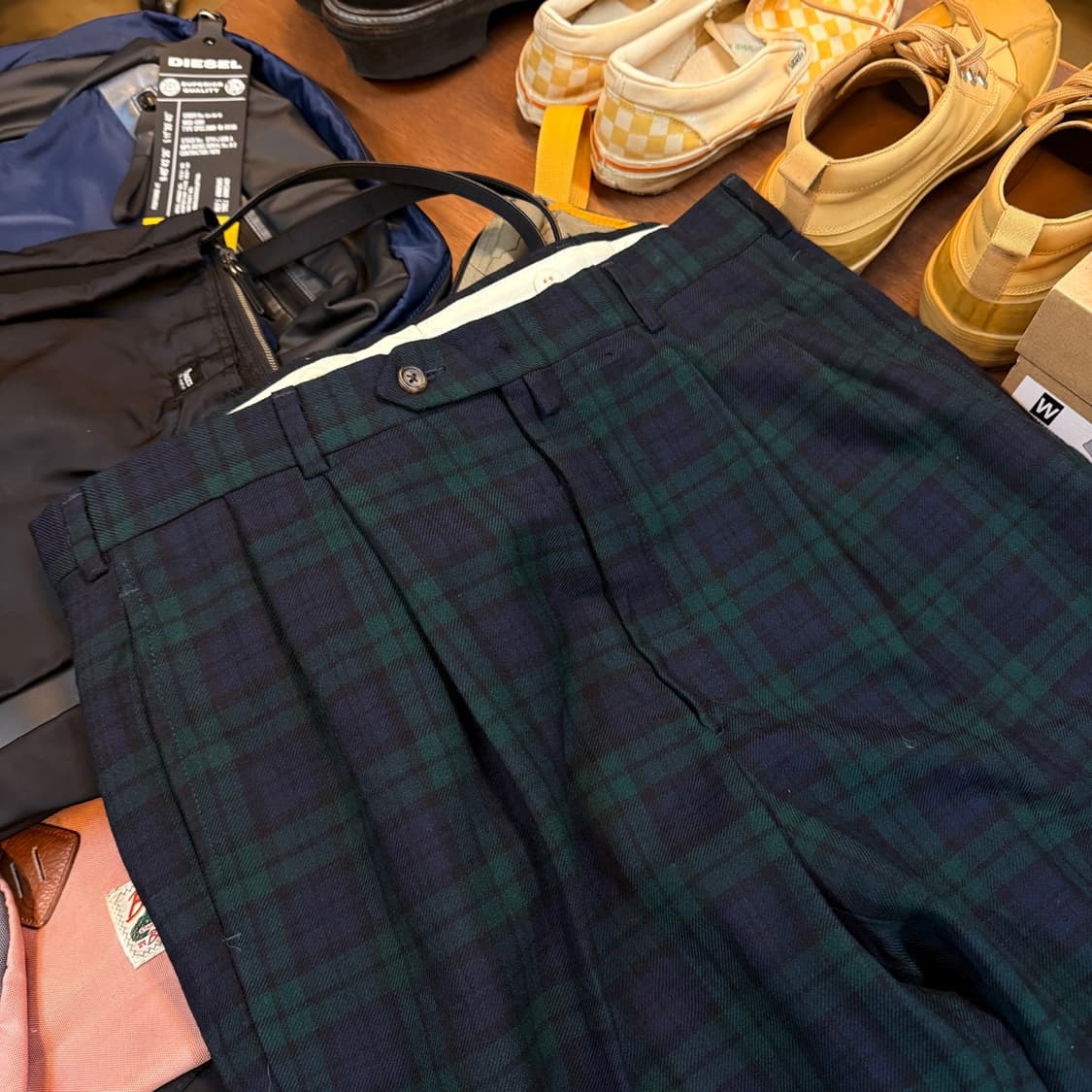 80 ~ 90S 타미힐피거 타탄체크 클래식 와이드 팬츠 34 35 36 상품이미지3