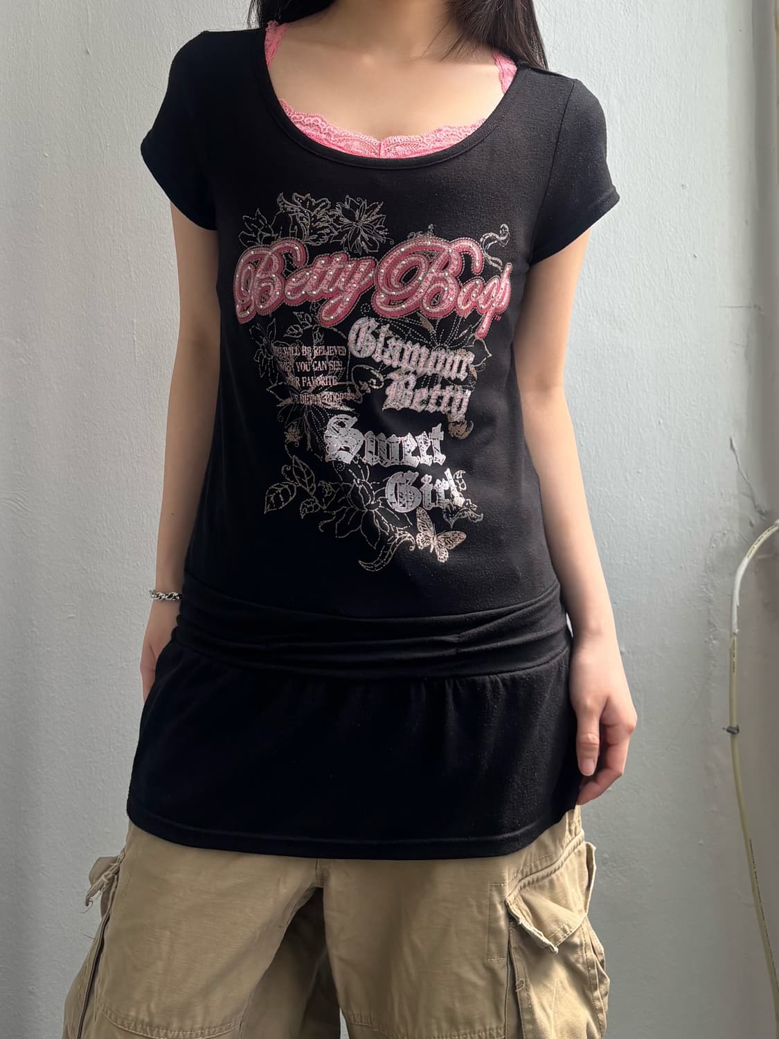 Betty boop Graphic Peplum Top 상품이미지4