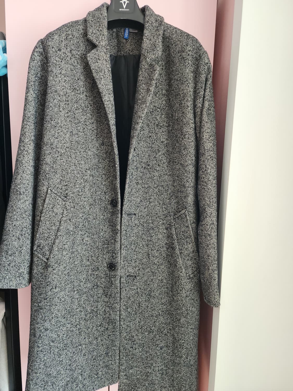 H&M 에이치엔엠 울혼방 헤링본 롱코트 팜. M(100~103)사이즈 상품이미지1