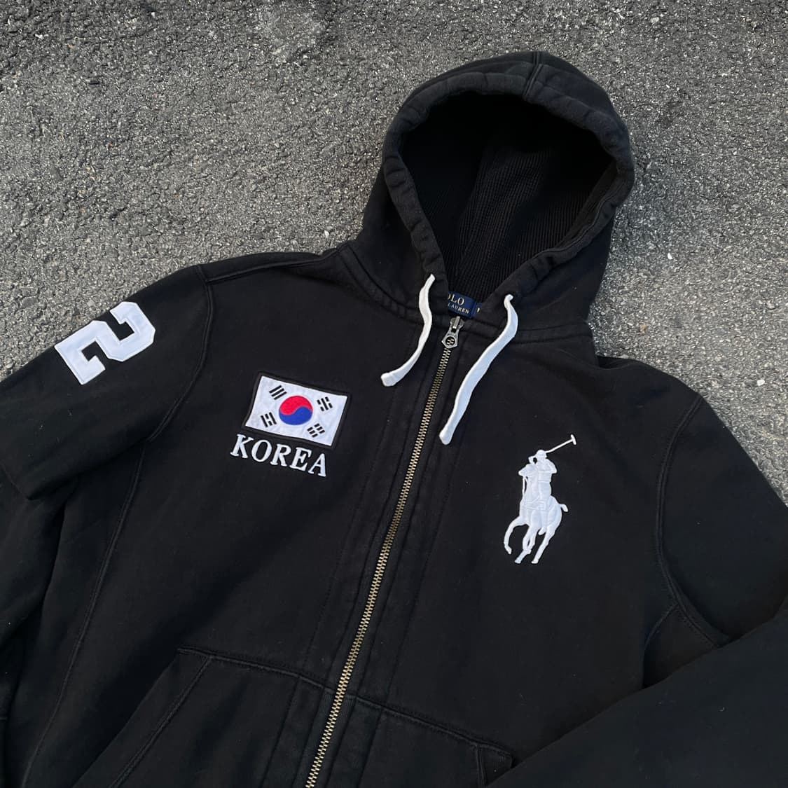 대대장 폴로 빅포니 코리아 국기 써멀 블랙 후드집업 M 상품이미지9