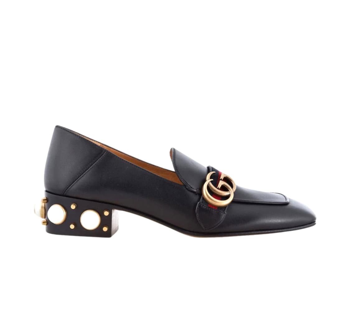 Gucci Leather Mid-Heel Loafer 38.5 상품이미지1