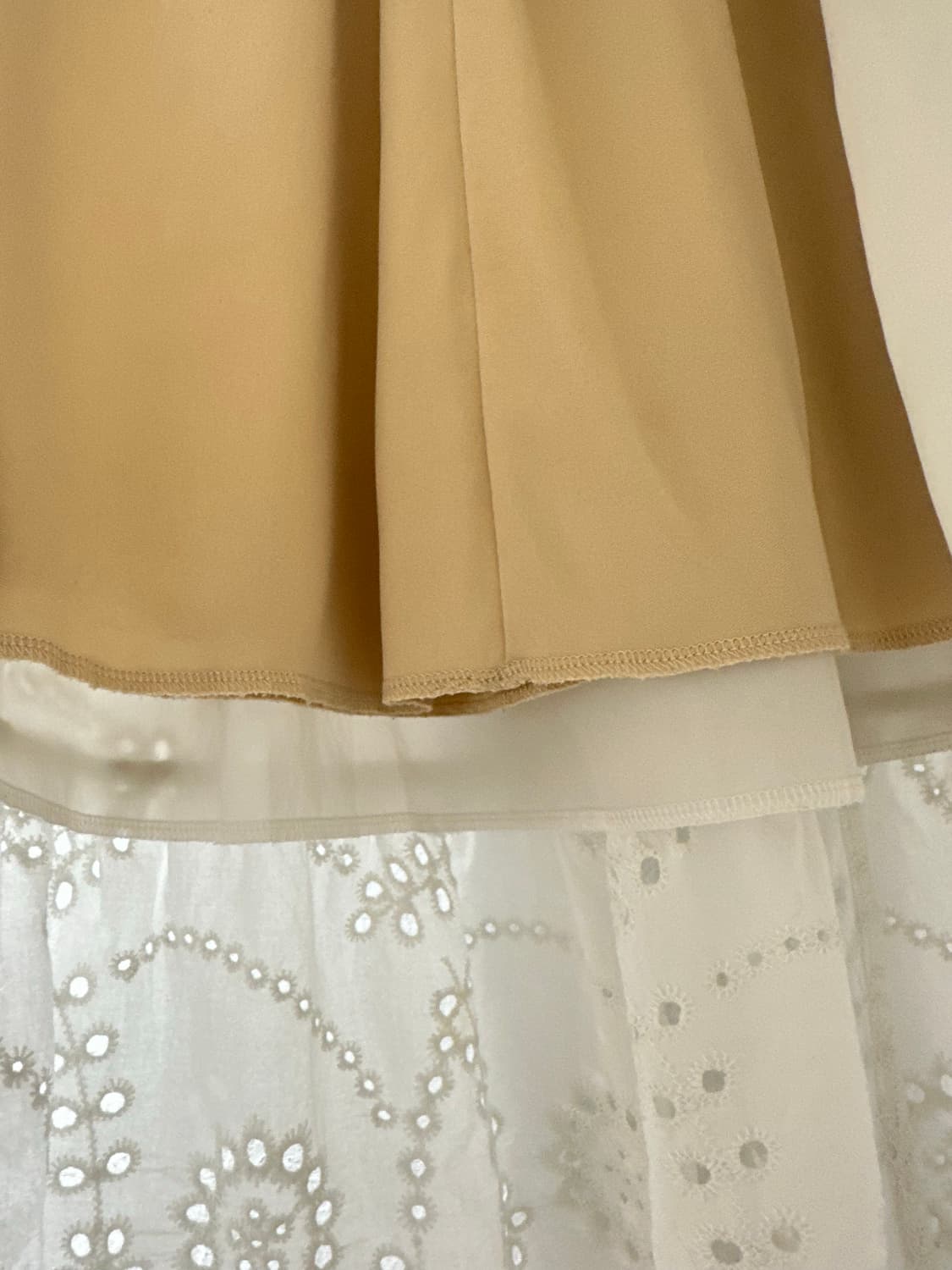 일본빈티지 펀칭 아일렛 플라워 자수 티어드 밴딩 롱 스커트 상품이미지7