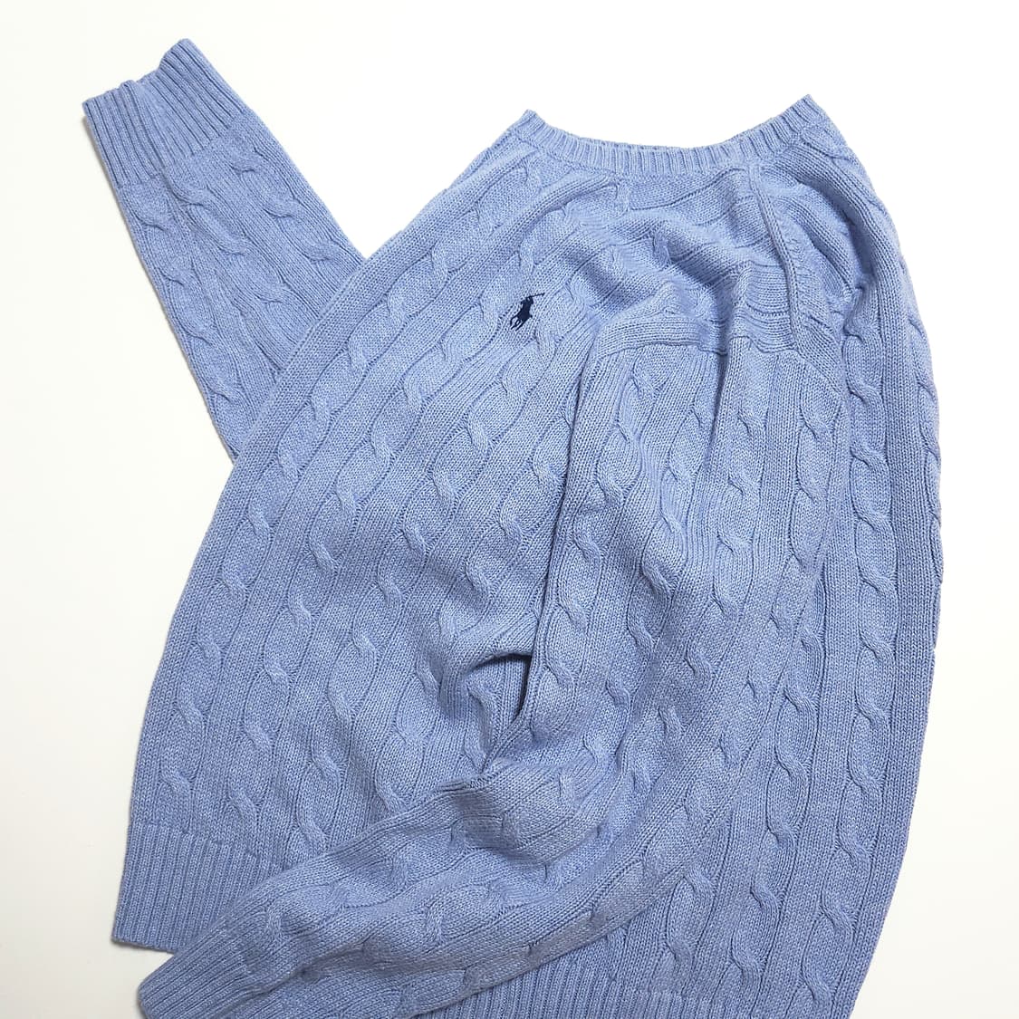 폴로 랄프로렌 케이블 꽈배기 니트 스웨터 블루헤더 상품이미지3