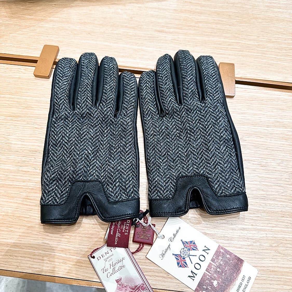 (정품/새상품) 덴츠 남성 블랙 차콜 양가죽 울 캐시미어 장갑 상품이미지1