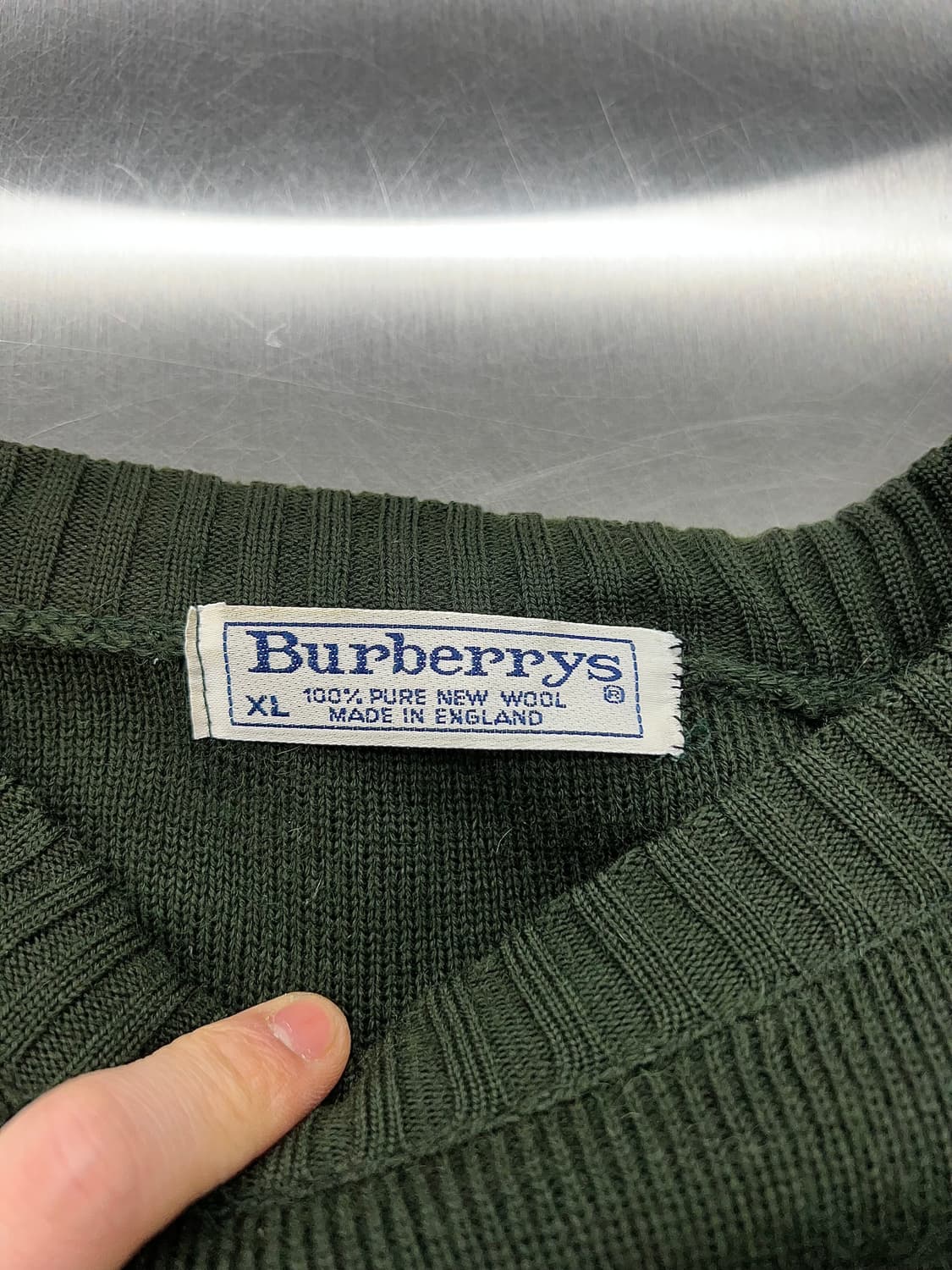 버버리 카키 그린 코만도 패치 퓨어 울 니트 스웨터 상품이미지7