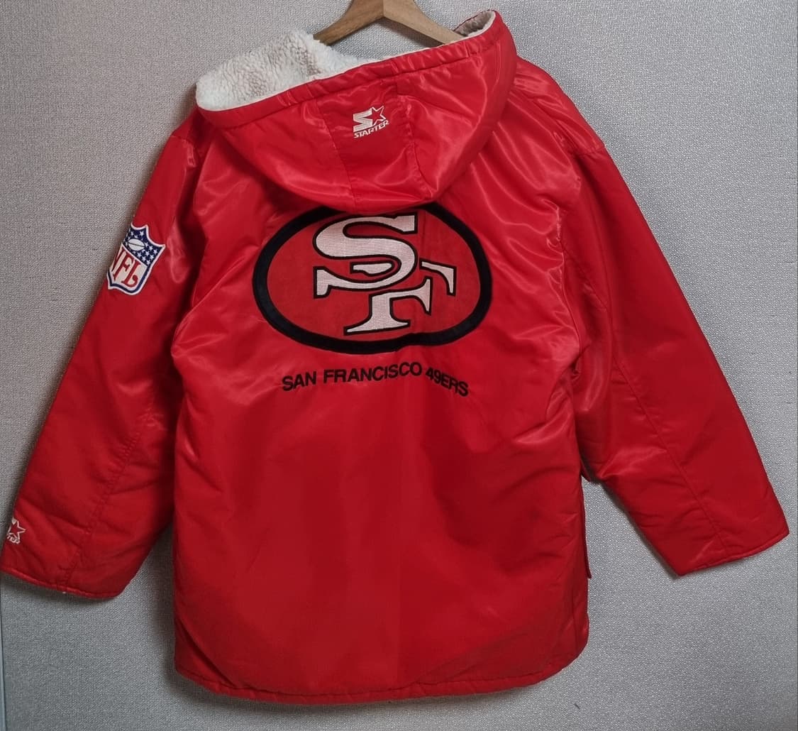 오버핏 M ) 스타터 X NFL 90's 빈티지 레드 점퍼 돕바 상품이미지3