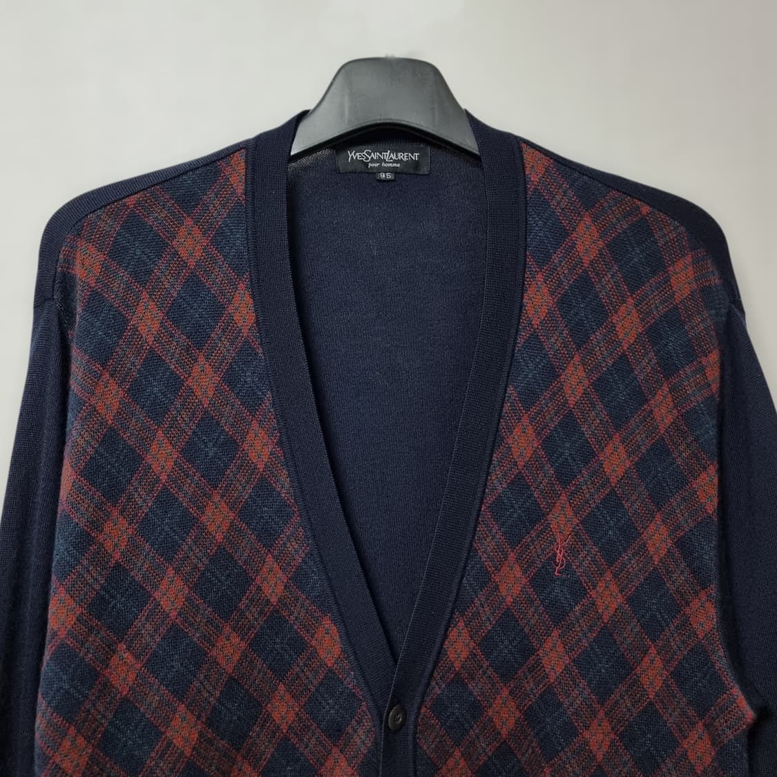 입생로랑 아가일 체크 패턴 가디건 95 상품이미지3