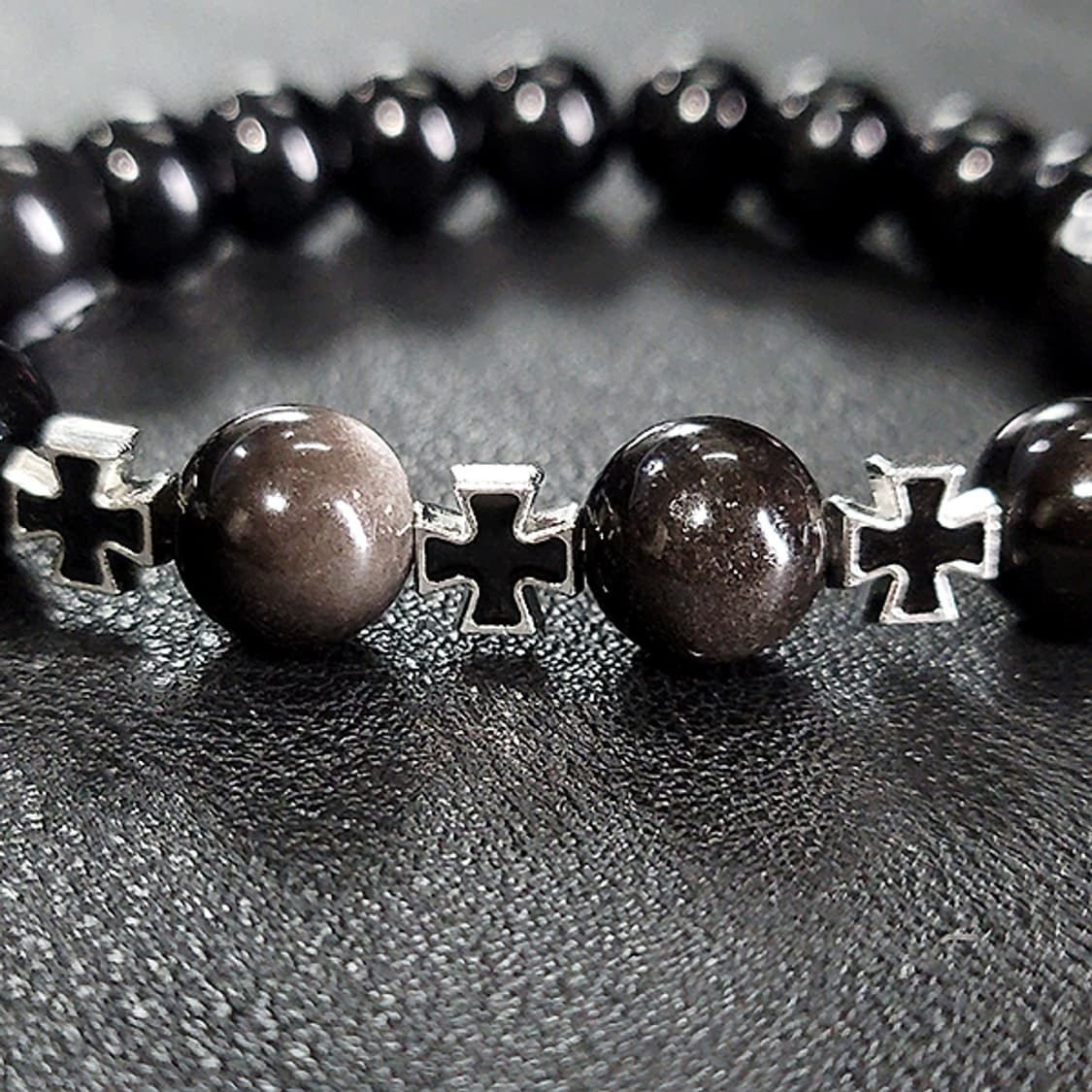 Omen8 옵시디언 10mm 남자 빈티지 원석 팔찌 상품이미지3