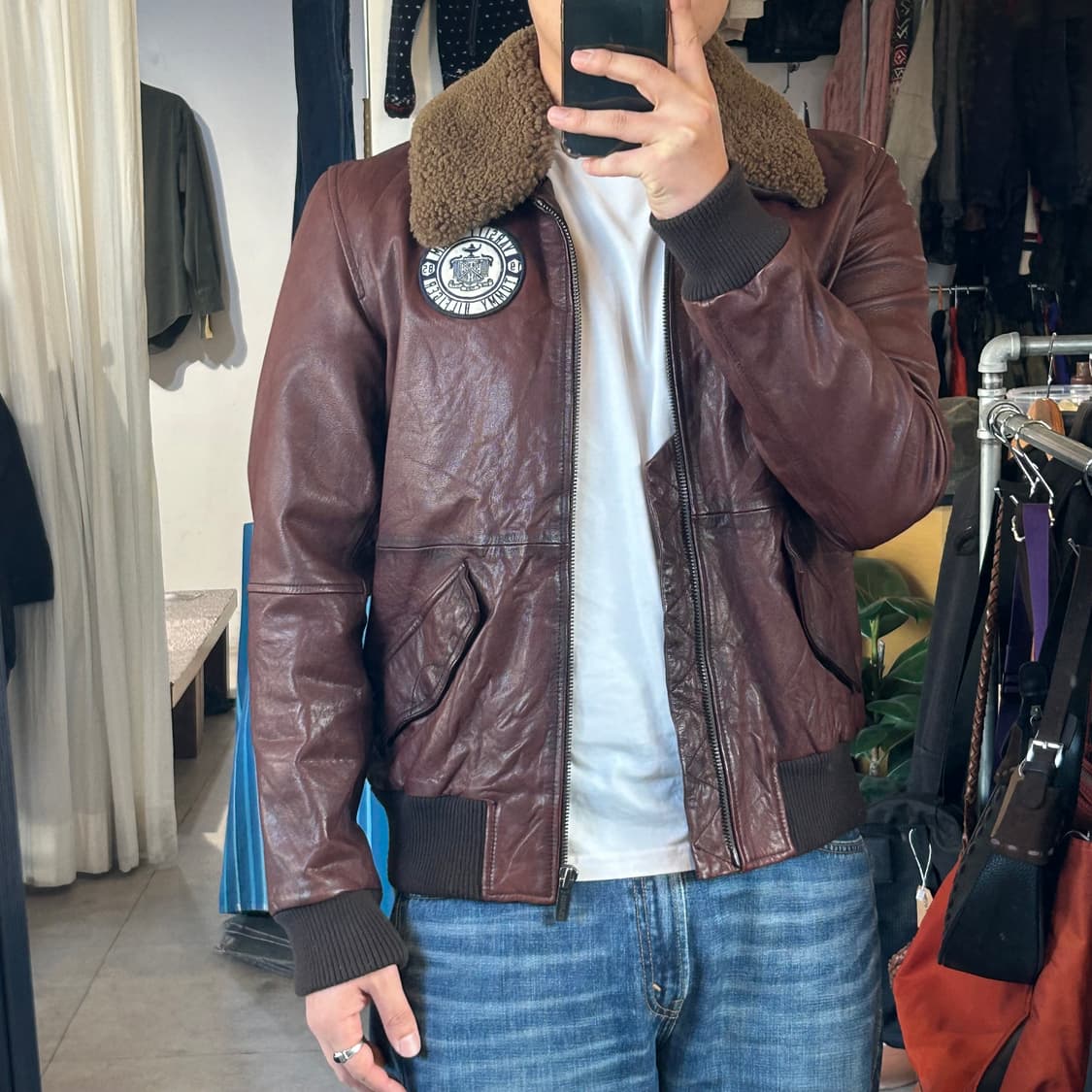 S) 타미힐피거 리얼레더 염소가죽 가죽자켓 레더자켓 상품이미지1