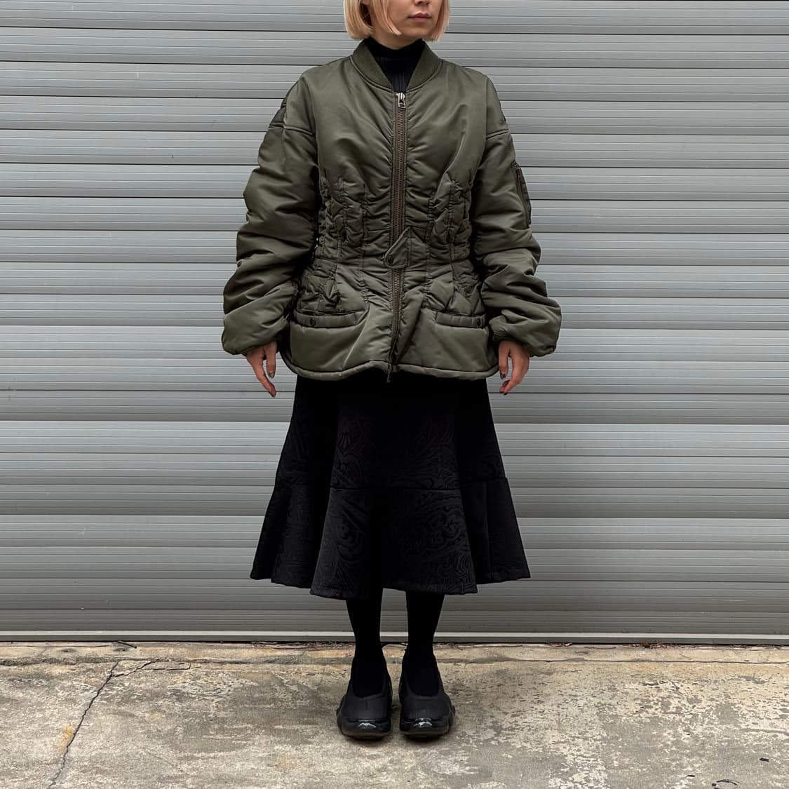 Nylon Corseted Khaki  Bomber Jacket 상품이미지8