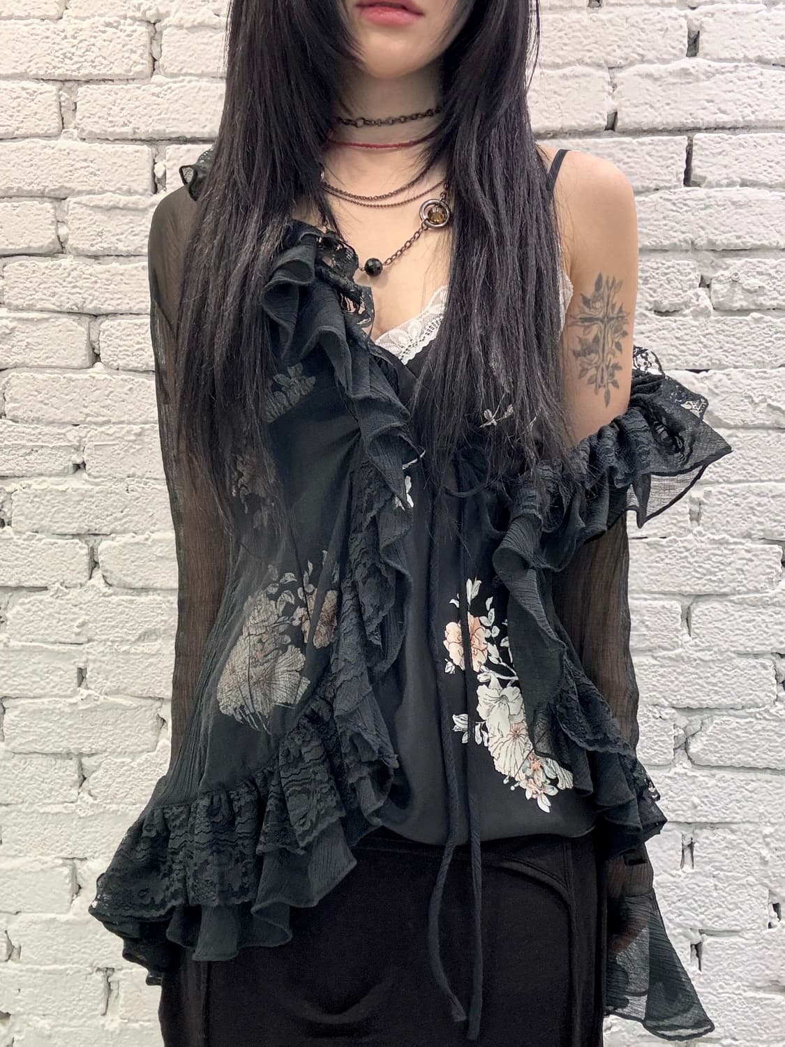 Romantic Archive Sheer Lace Ruffle Tie B 상품이미지2