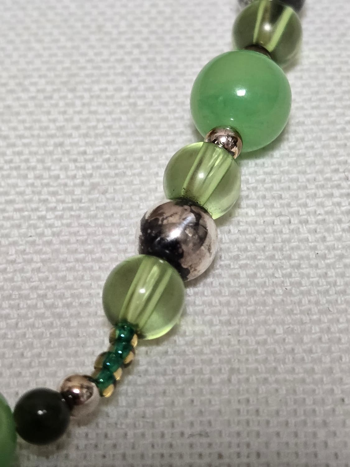 그린글래스비즈+실버925볼 목걸이 상품이미지6
