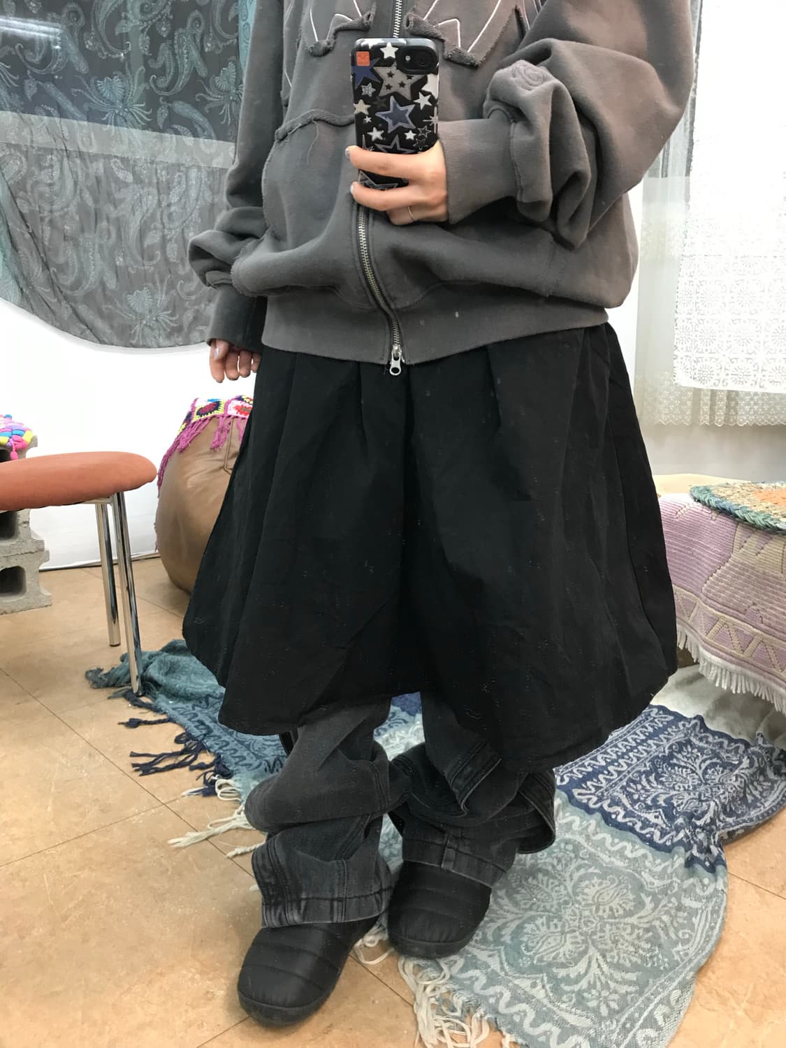 빈티지 여성 밴딩 코튼 미디스커트  상품이미지1