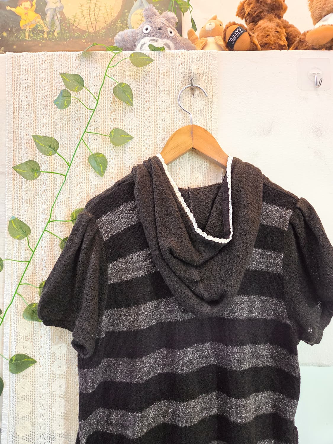 코코아 후드 반팔 니트 상품이미지5