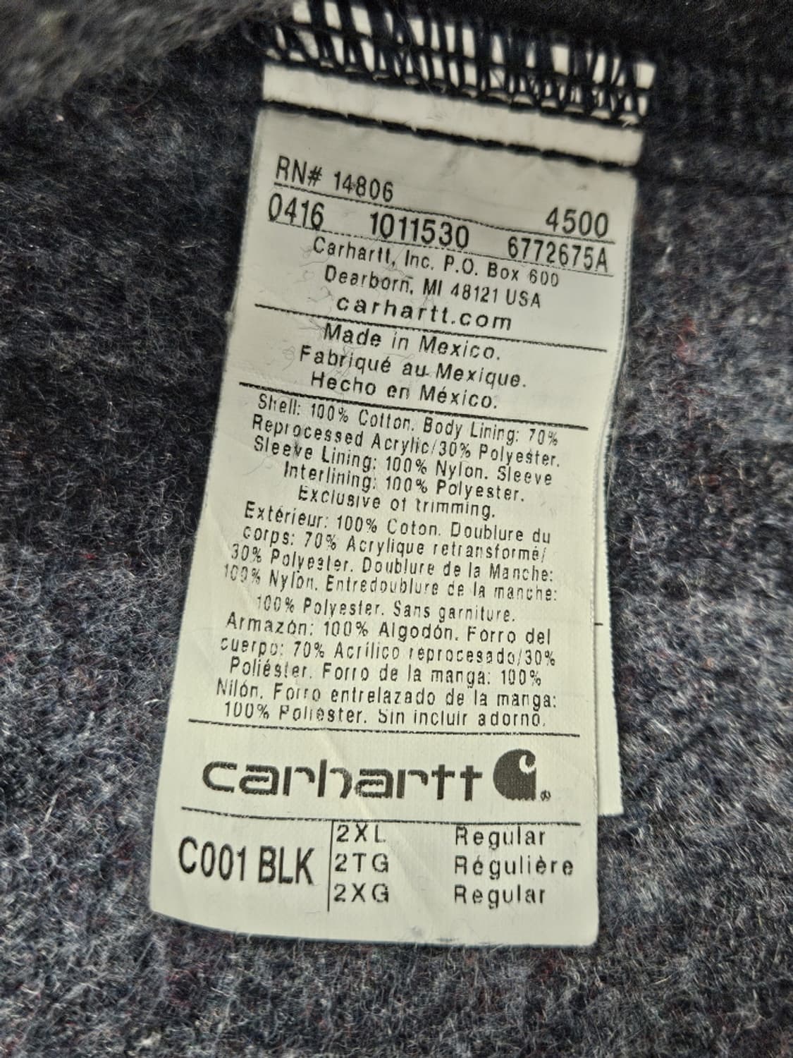 칼하트 C001 덕 캔버스 워크 초어 자켓 ( 2XL ) / 10282 상품이미지9