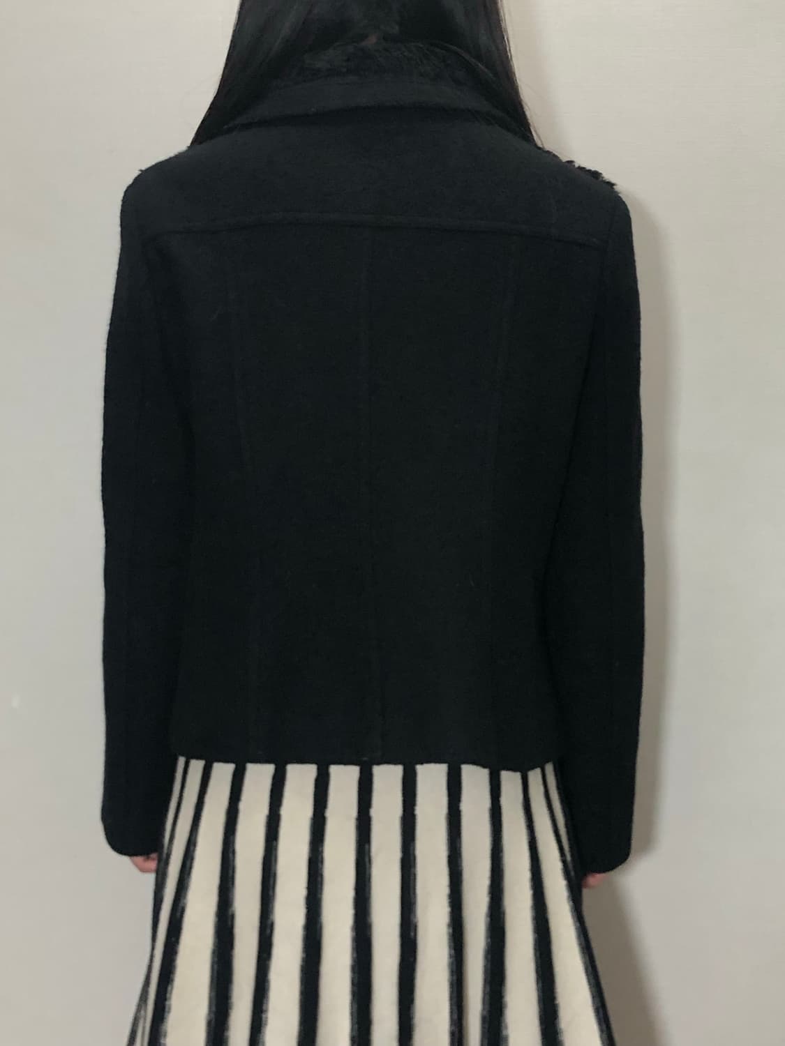 빈티지 블랙 퍼 울 자켓 상품이미지8