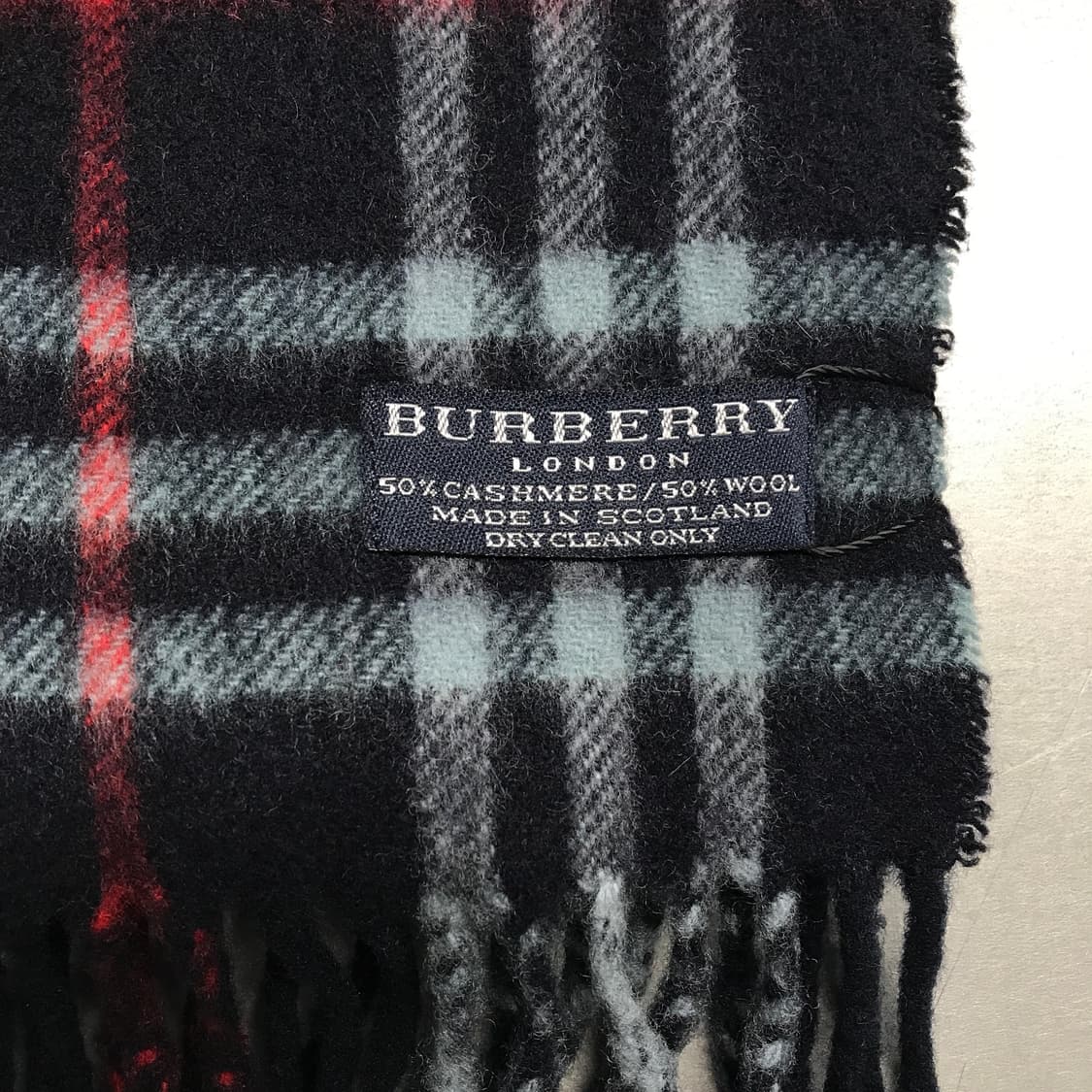 버버리 정품 캐시미어/울 머플러 네이비 상품이미지4