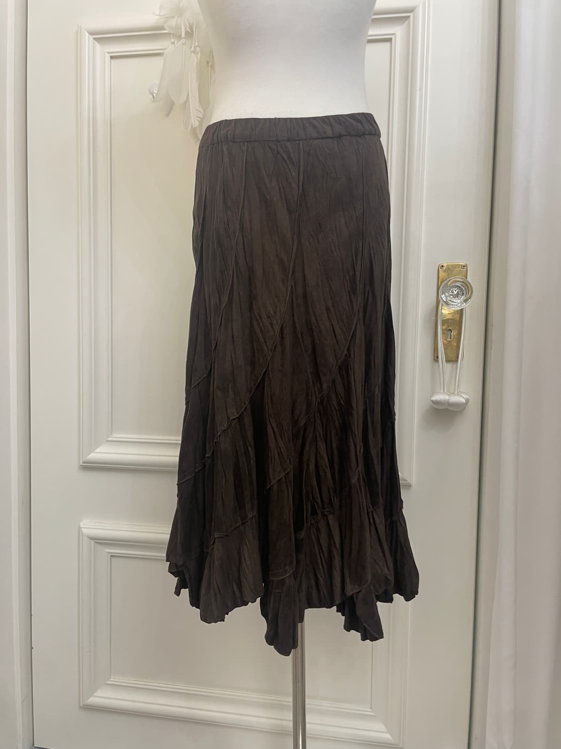 dark brown suade banding skirt(size-L) 상품이미지4