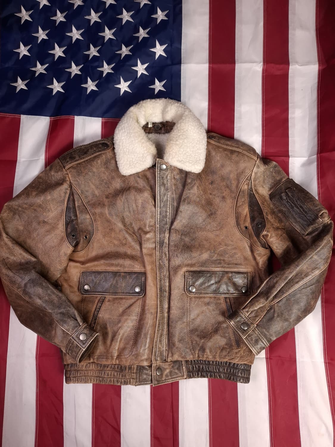 80's 국내산 일본수출용 리얼레더 밀리터리 항공자켓 상품이미지1