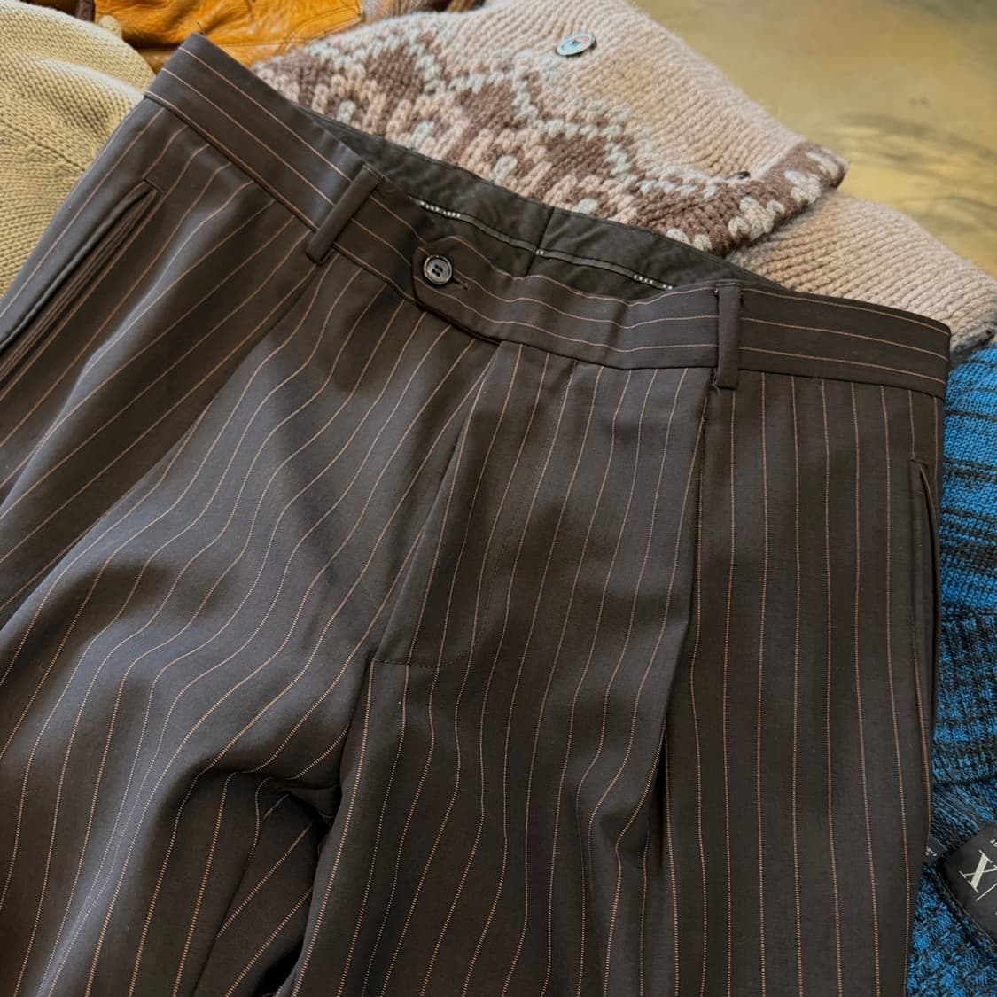 90S 휴고 보스 스트라이프 원턱 팬츠 아인슈타인/시그마 라인 상품이미지3