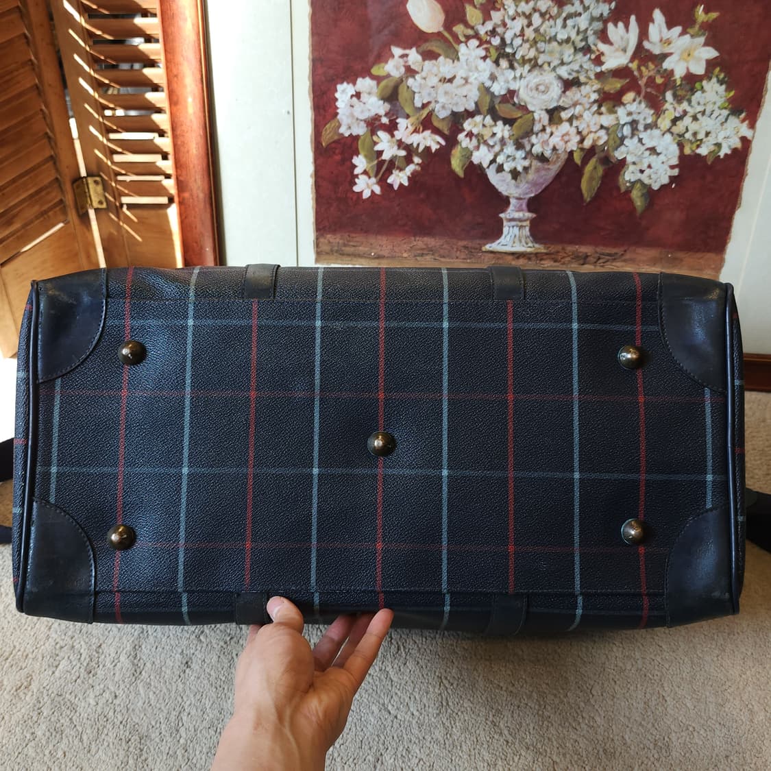 90s 버버리 위크엔드 더플백 잉글랜드 체크 pvc 레더 트레블 백 상품이미지4