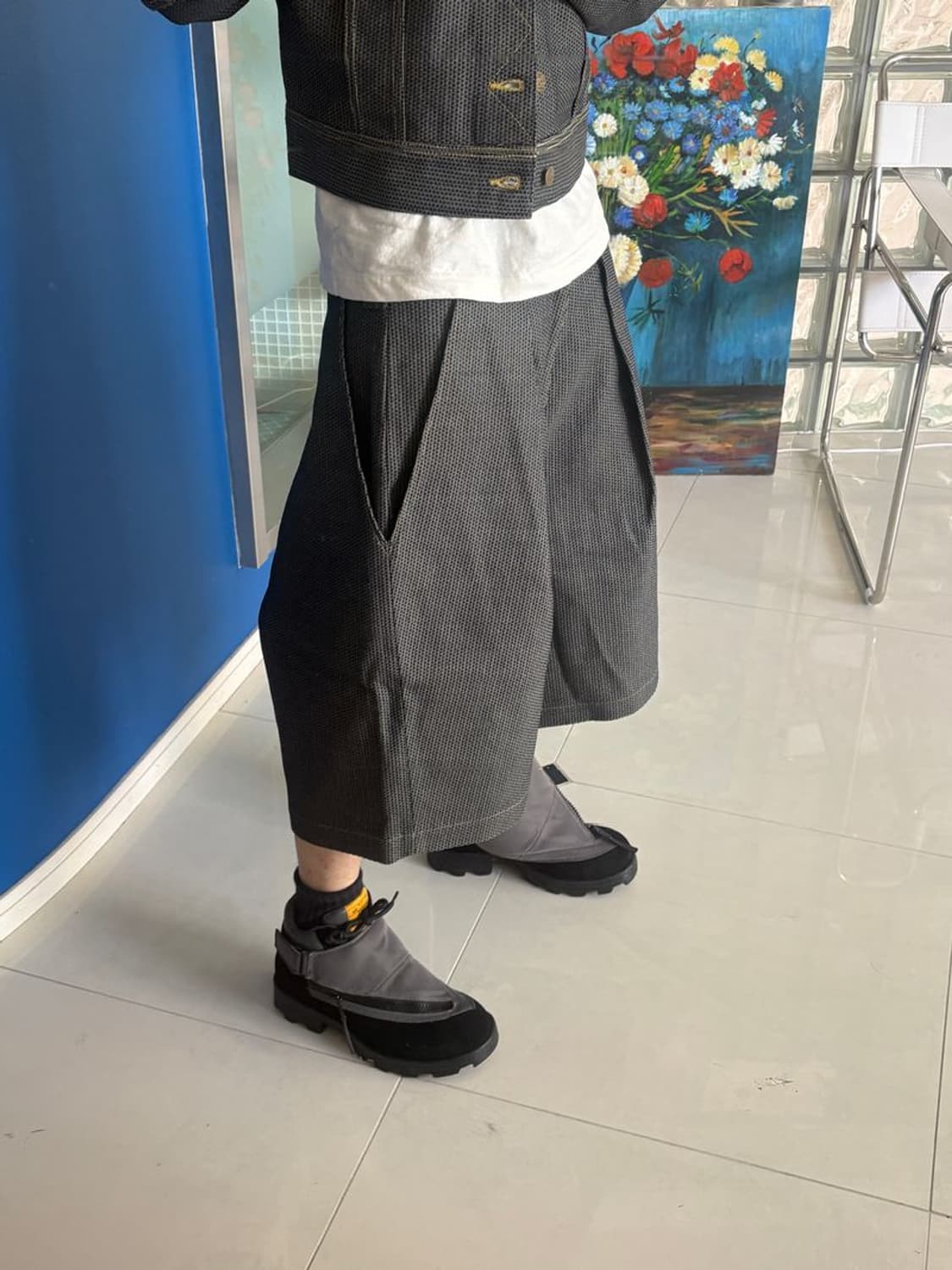 COWHIDE MESH COVER LEATHER ANKLE BOOTS 상품이미지4