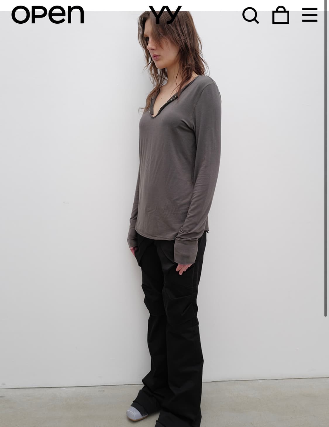 Open YY - HOOK HENLEY LONG SLEEVE (차콜) S 상품이미지2