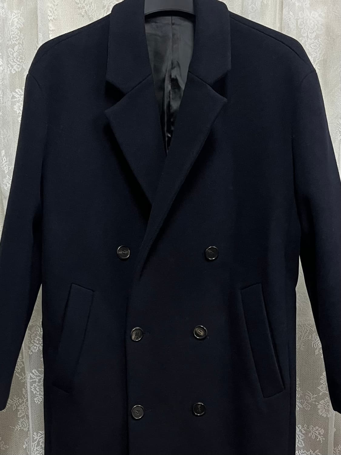 95-170) 한섬 시스템 캐시미어 블렌드 울 코트 네이비 상품이미지4