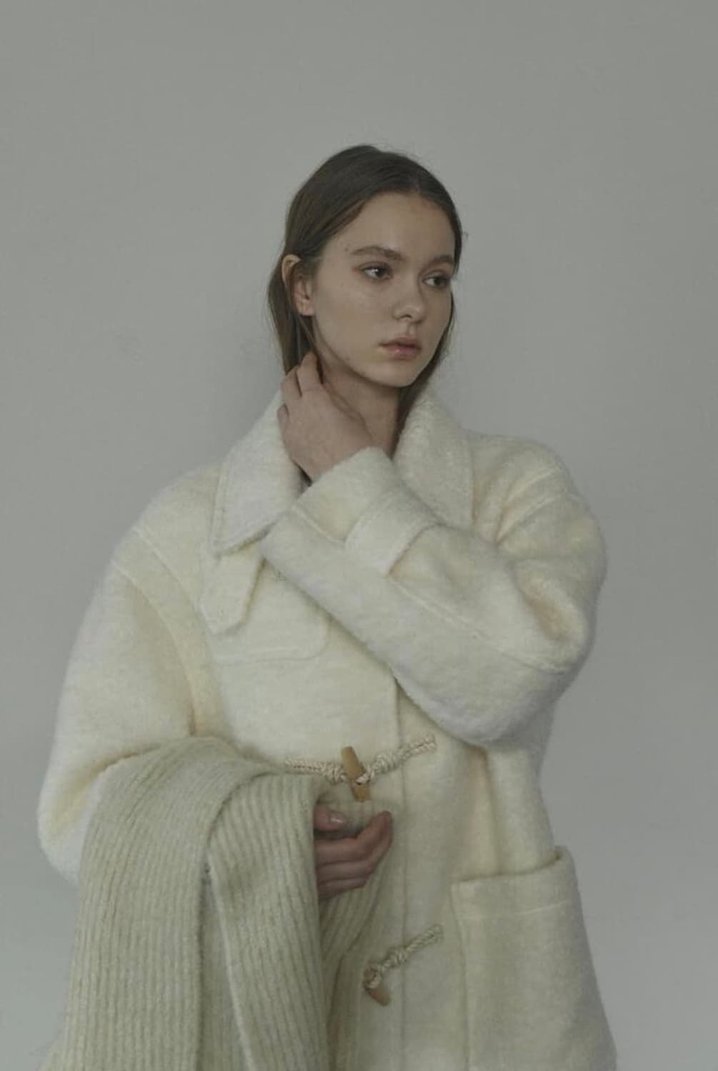 [무배] 윤슬샵 yoonseul 모헤어 클라우드 더플 코트 크림 상품이미지2