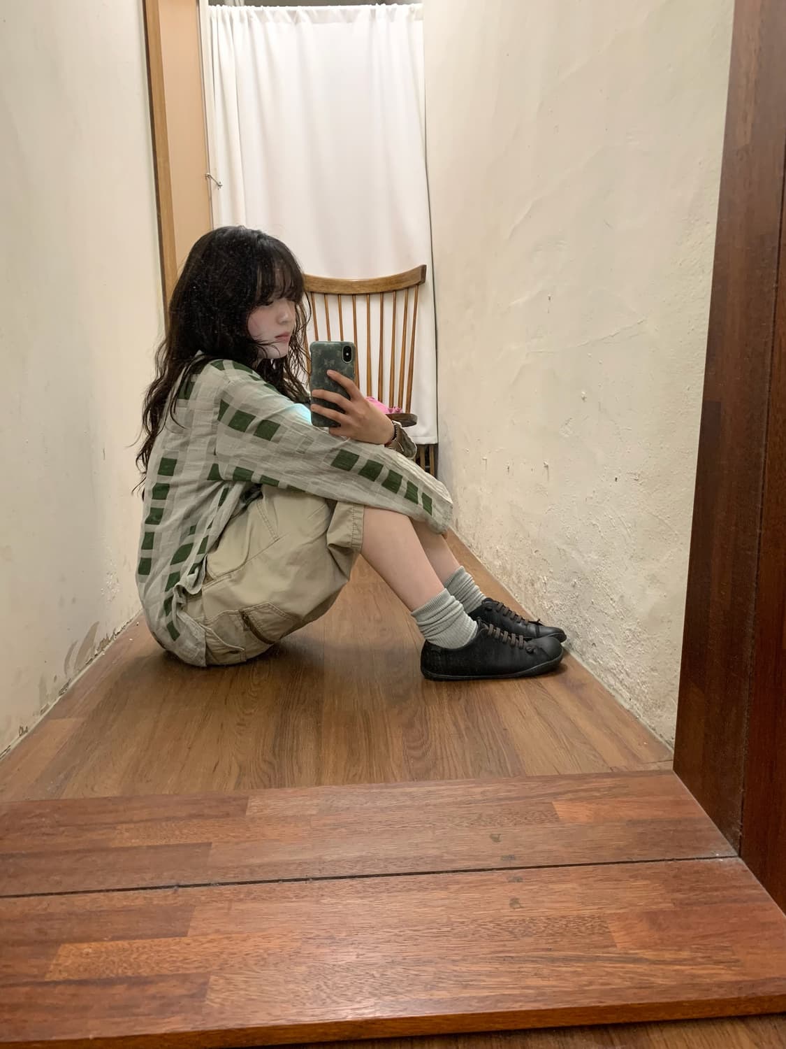오시코시 카고 카프리 팬츠 하프 기장 밀리터리 지퍼 디테일 베이지 상품이미지1