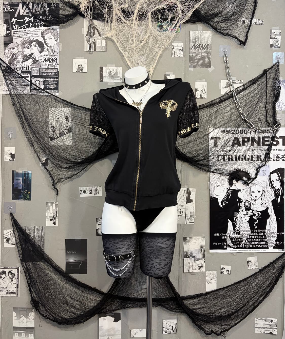 Gothic mesh wing lettering hood zip up 상품이미지3