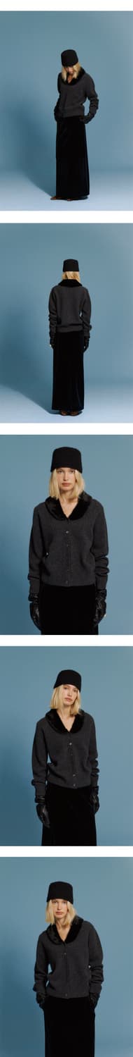 LO61 퍼 가디건 Fur Trim Cardigan in Charcoal 상품이미지1