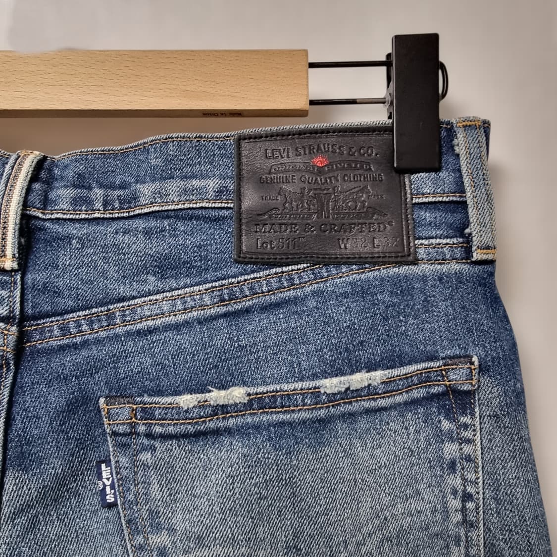 리바이스 블루탭 511 메이드 앤 크래프티드 셀비지 스판 청바지 32 상품이미지4