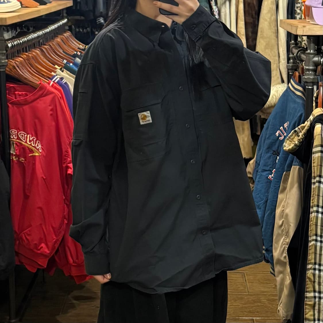 [HI] Carhartt 칼하트 투포켓 긴팔셔츠 블랙 상품이미지4